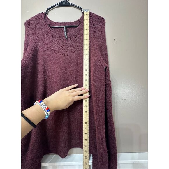 NWOT Kühl Sonata Pointelle Merino Wool Blend Knitted Maroon Sweater Women's L - Picture 8 of 11